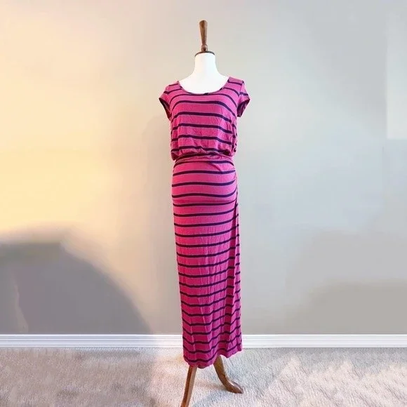 strapless open back dress Vacay Vibes Hot Pink & Blue Smocked Color Block Maxi Dress – Charming  Charlie main image 1